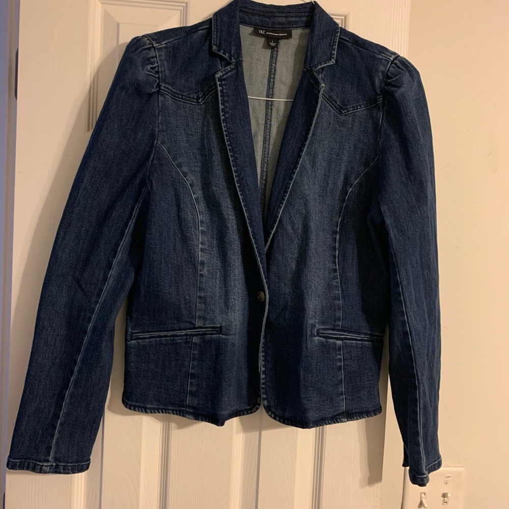 Puff Sleeve Denim Blazer
